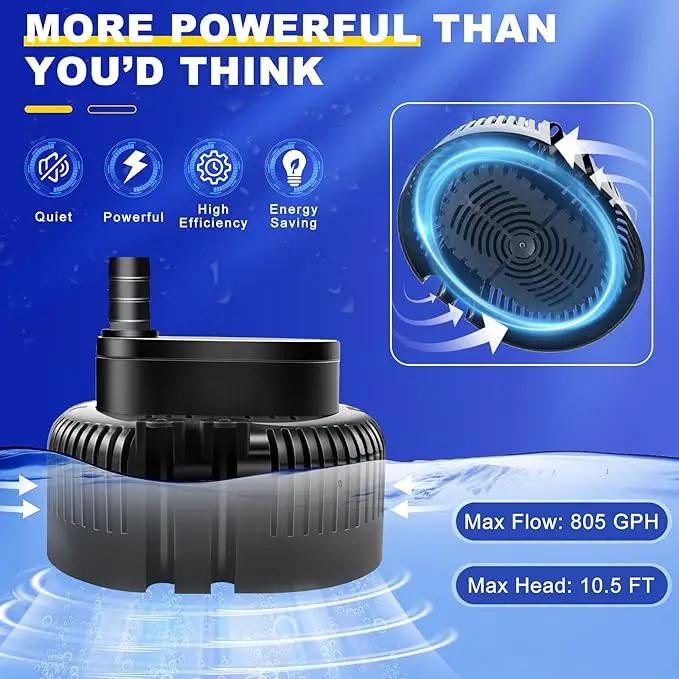 Pool Cover Pump above Ground-Submersible Sump Pump Swimming Water Removal Pumps, Sump Pump for Pool Draining with 16ft Drainage Hose & 25 ft Extra Long Power Cord,850 GPH,3 Adapters-Black by GreenHaven Gardens