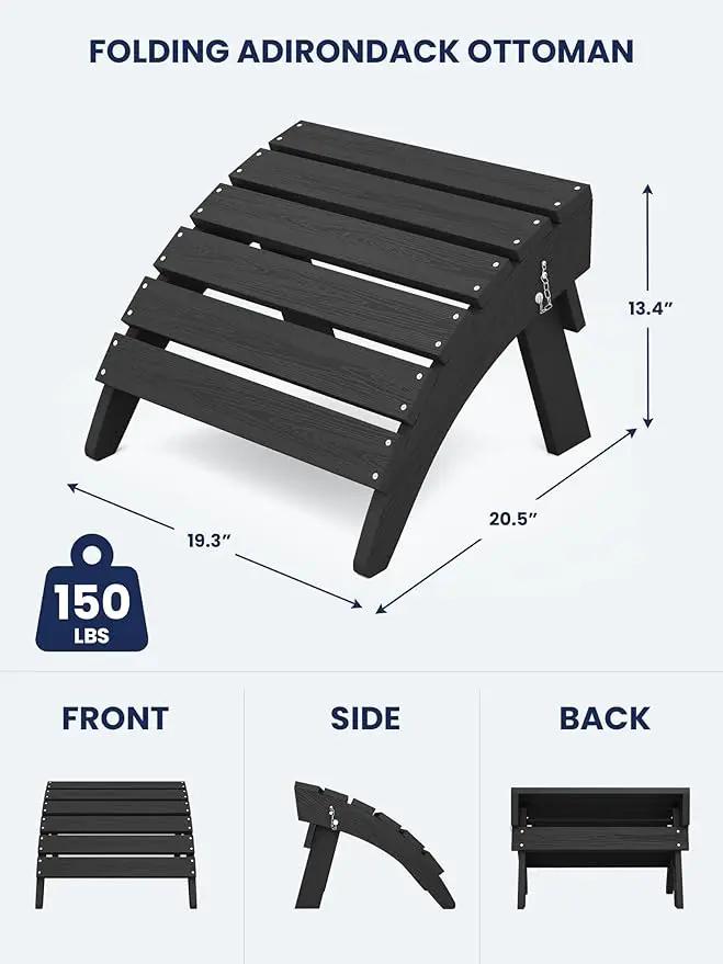 KINGYES Folding Adirondack Ottoman for Adirondack Chair, Black by GreenHaven Gardens