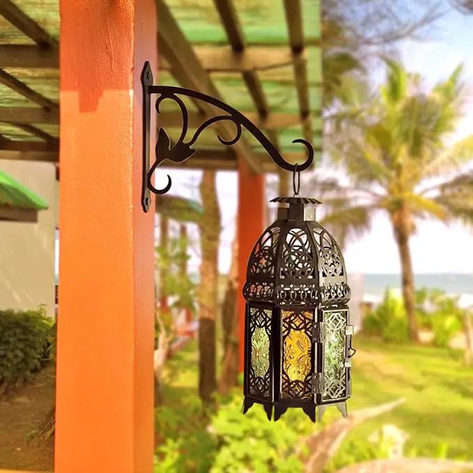 2 Pcs 8-Inch Decorative Iron Lantern Hooks for Wall Hanging Mason Jar Sconces Outdoor Solar Lights, Black by GreenHaven Gardens