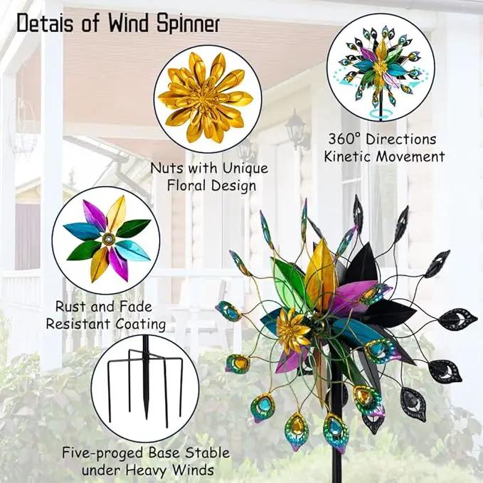 DREAMYSOUL Outdoor 360 Degree Wind Spinner, Metal Wind Spinners for Yard and Garden Large Wind Sculpture Garden Decor (66 * 16 Inches) by GreenHaven Gardens