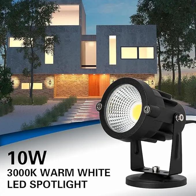 4 Pack 10W LED Spot Lights Indoor Uplight, Security Floor Spotlight,Ceiling Spotlight,120V Landscape Lights, Home,Garden,Yard with US 2-Plug Warm White by GreenHaven Gardens