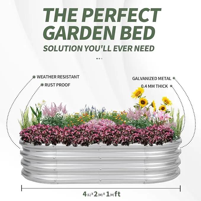 1MORE Galvanized Raised Garden Bed- Planter Garden Boxes Outdoor, Raised Beds for Gardening, 4x2x1ft Metal Garden Bed Kit for Vegetables Flower, Planter Raised Beds with Tools.Silver-2pack by GreenHaven Gardens
