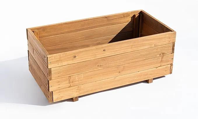 Wooden Raised Garden Bed Planter Box – Fir Wood Outdoor Vegetable, Herb & Flower Box with Drainage Holes – 31.5"x15.75"x12.6", Rot-Resistant, for Patio, Yard, Balcony by GreenHaven Gardens