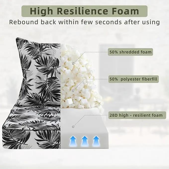 Favoyard Outdoor Seat Cushion 19 x 19 x 3 in Waterproof Pattern Fade Resistant Cover Removable Patio Furniture Cushions Deep Seat & Back Cushion Set with Adjustable Straps for Patio Chair Sofa Couch by GreenHaven Gardens