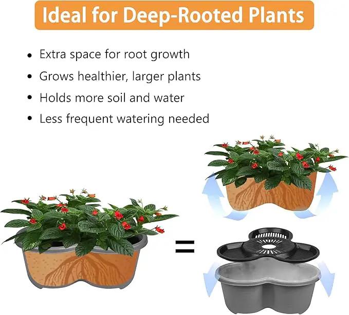 VECELO 5 Tier Vertical Garden Planter, Self Watering Stackable Planters with Wheels for Strawberries, Herbs, Flowers, Vegetables, Dark Gray by GreenHaven Gardens
