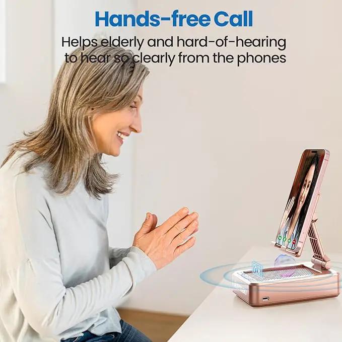 Jteman Portable Phone Stand with Speaker Bluetooth Wireless,Gifts for Men Women,Birthday for Women Men,Kitchen Gadgets for Men,Phone Holder for Desk - Rose Gold by GreenHaven Gardens