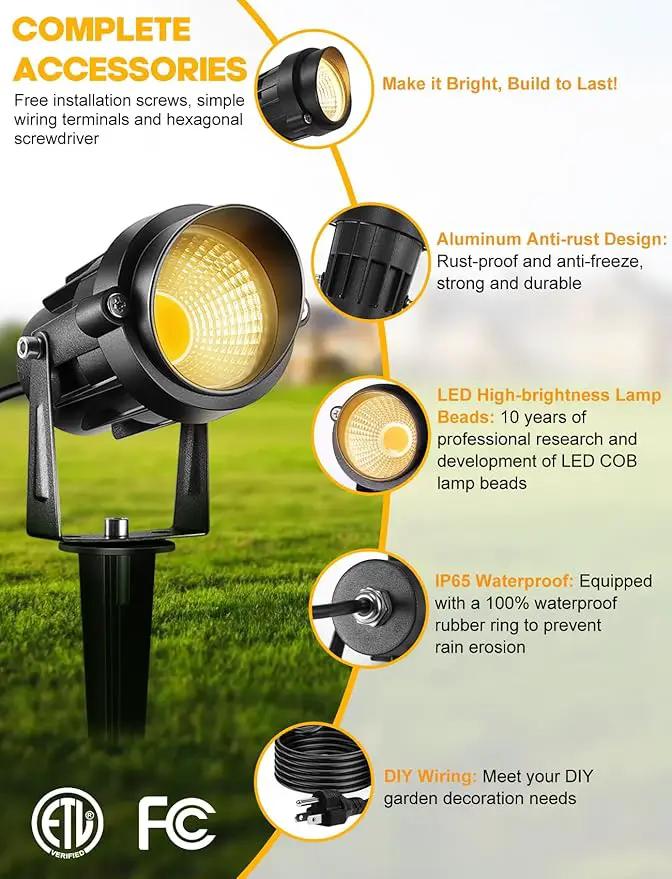 12W Landscape Lighting - Warm White Plug in Outdoor Landscape Light IP65 Waterproof 120V Lawn Flag Light Christmas Halloween Decorative Spotlight for Tree Outdoor Indoor Yard Garden, 2 Packs by GreenHaven Gardens