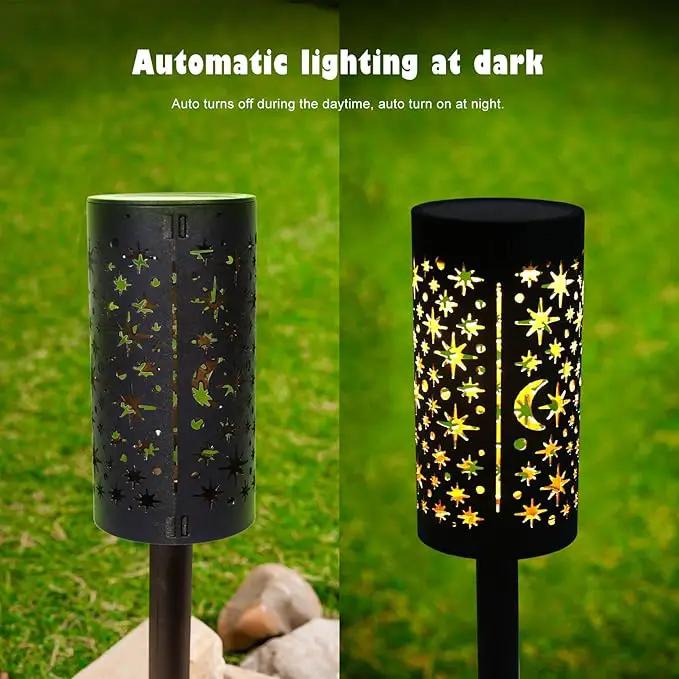 Solar Pathway Lights 6 Pack Star Moon Solar Lights Waterproof Garden Light for Yard Lawn Path Patio Outdoor Decor Gifts Warm White (Modern) by GreenHaven Gardens