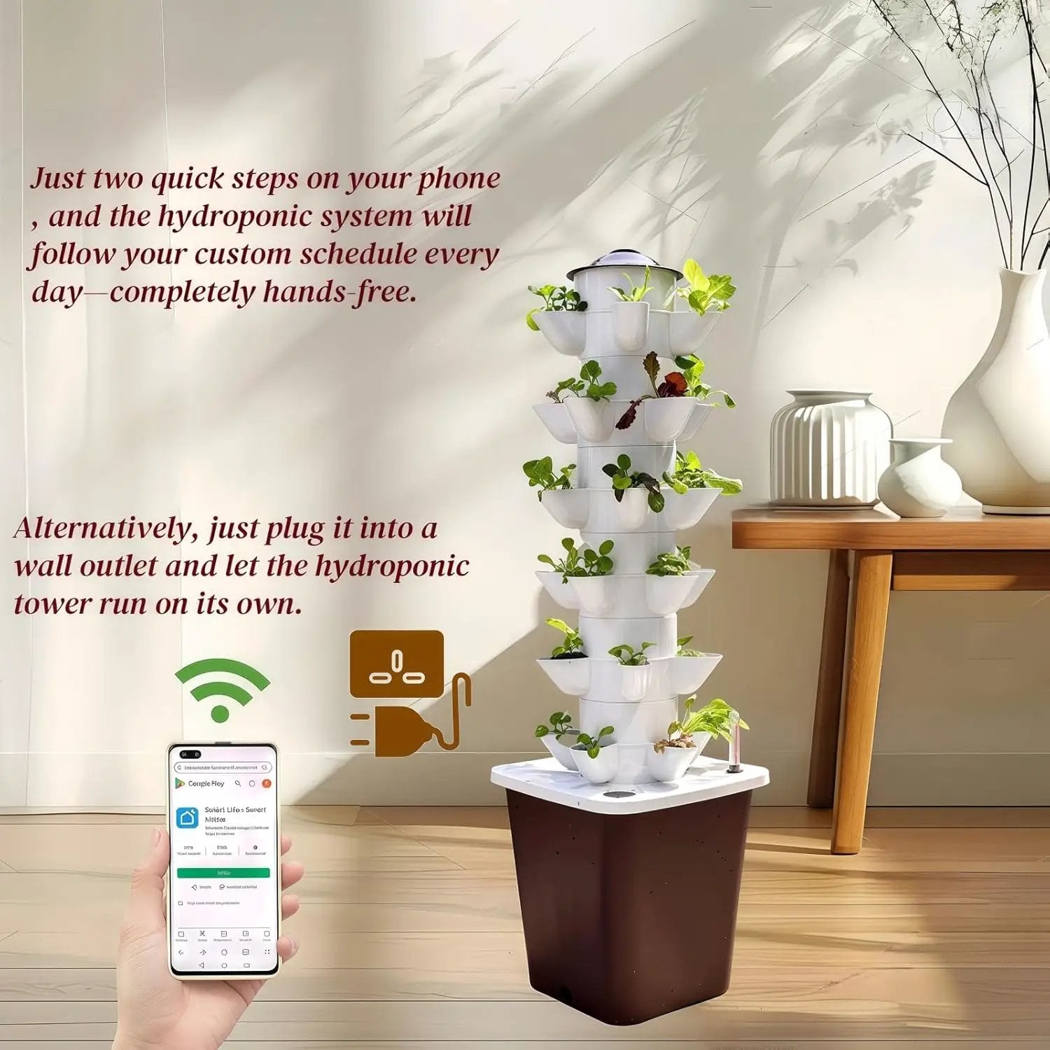 Hydroponics Growing System kit, Vertical hydroponic Garden ，Outdoor Indoor hydroponics Growing System，Lettuce Grow Tower,Pump System, Auto Timer, 30 Pods,Gardening Gift by GreenHaven Gardens