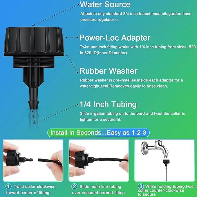 1/4 Inch Drip Irrigation Tubing Fitting to Faucet Adapter Connector, 2 Way Y Splitter for 3/4" Inch Garden Hose to 1/4 Inch Drip Irrigation Hose by GreenHaven Gardens