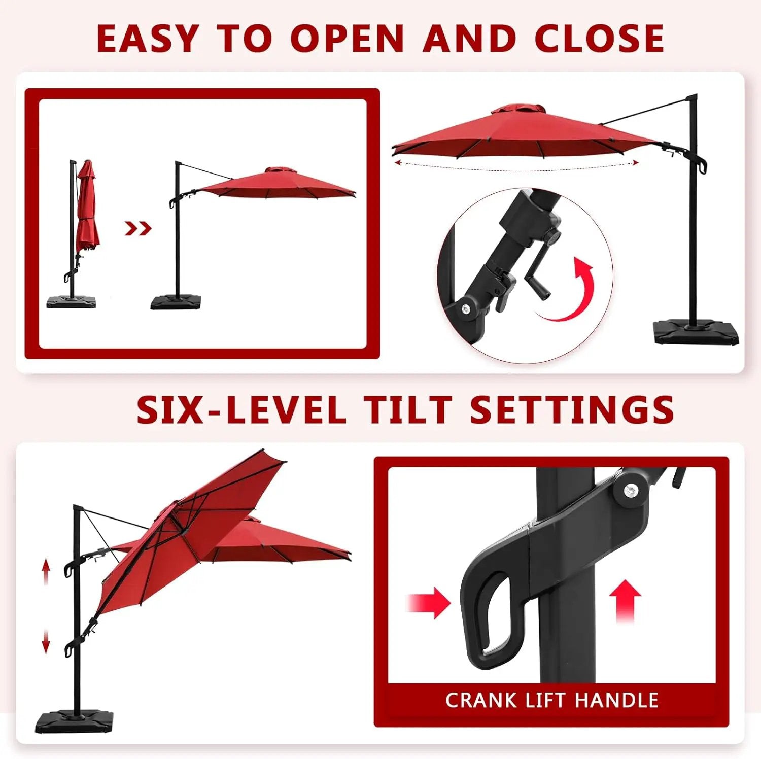 Abba Patio 10FT Vienna Offset Patio Umbrella Outdoor Cantilever Umbrella with 360° Rotation Design and Easy Tilt Adjustment UV 50+ Protection 8 Ribs for Backyard Garden Deck Pool Patio, Red by GreenHaven Gardens