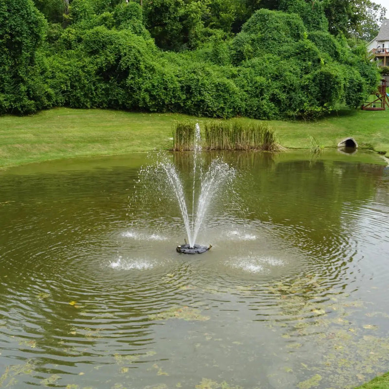 HALF OFF PONDS Floating Fountain – 1.2 HP Pond Aerator, 100' Cord – 10,000 GPH Water Pump – 11 Spray Patterns - Energy-Efficient - Improves Water Quality - For Large Ponds, Lakes & Water Gardens by GreenHaven Gardens
