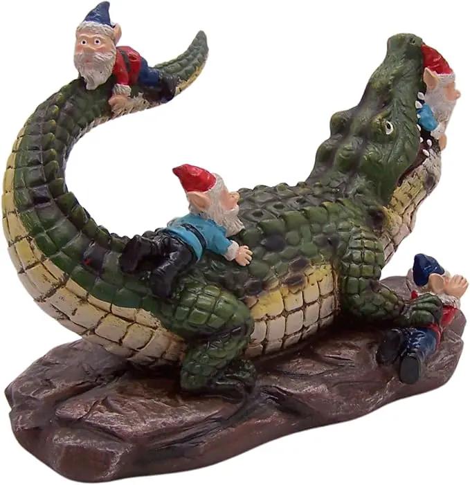 Gator Gnome: Whimsical Garden Figurine - Unique Home & Outdoor Decor by GreenHaven Gardens