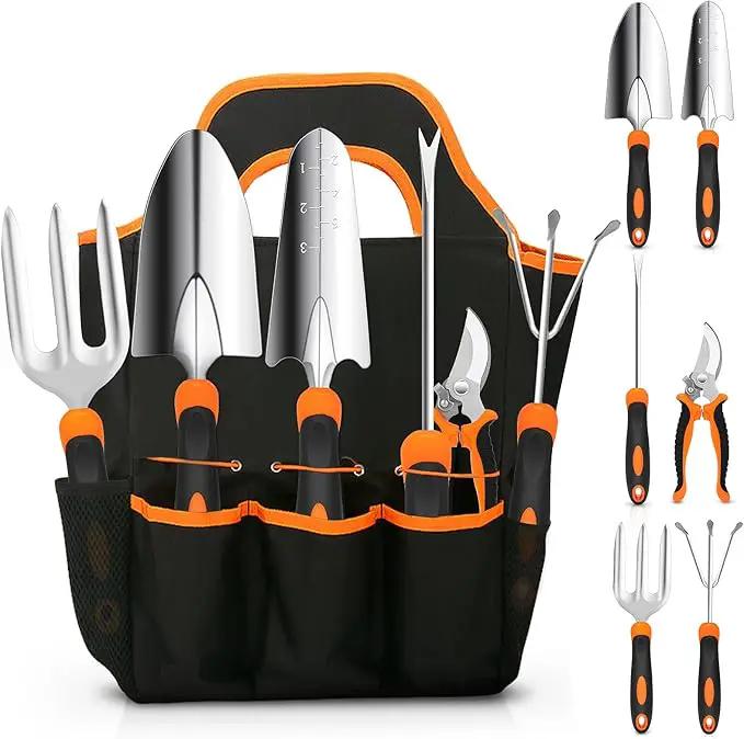 Gardening Tool Set, CHRYZTAL Stainless Steel Heavy Duty Gardening Tool Set, with Non-Slip Rubber Grip, Storage Tote Bag, Outdoor Hand Tools, Ideal Gardening Gifts for Women by GreenHaven Gardens