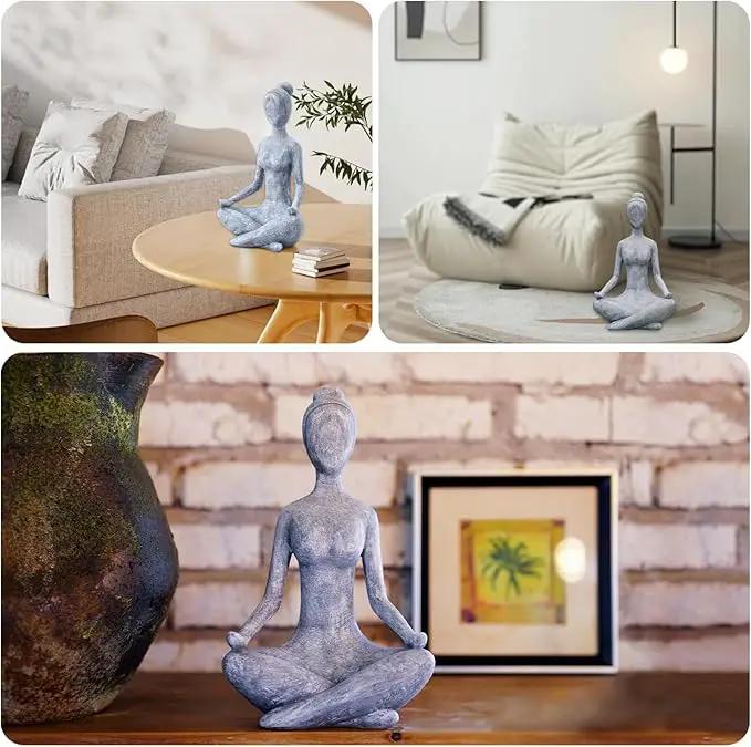 Goodeco Zen Lady Garden Outdoor Statue - Resin Collectible Figurines for Home Decor Accents & Shelf Decoration, Great Gift Ideas, 11.4 Inches (Grey) by GreenHaven Gardens