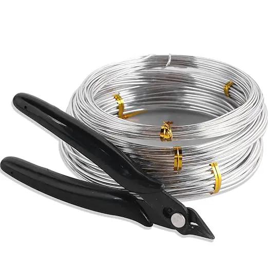 Sanlykate Bonsai Wire Tool Kit with Cutter, 3 Roll Tree Training Wires 98 Feet Total, 1.0mm, 1.5mm, 2.0mm Anodized Aluminum Wire Set, Hold Plant Branches Trunks - Silver by GreenHaven Gardens