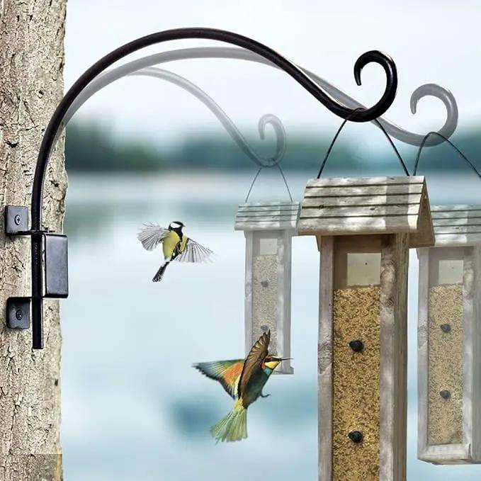 Swivel Bird Feeder Hanger Hook: Swivel Hanging Plant Bracket Outdoor - Wall Mount Swivel Hanging Hook for Bird Feeder 16-Inch by GreenHaven Gardens