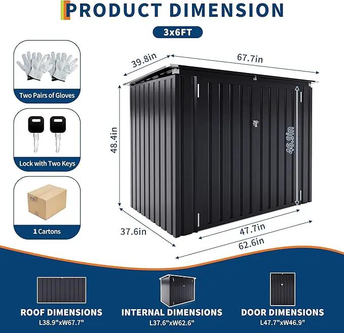 2 Trash Cans Metal Outdoor Storage, 3x6 FT Garbage Bin Storage Shed with Chain Lid, Garbage Can Metal Sheds for Garden, Backyard, Lawn and Patio by GreenHaven Gardens