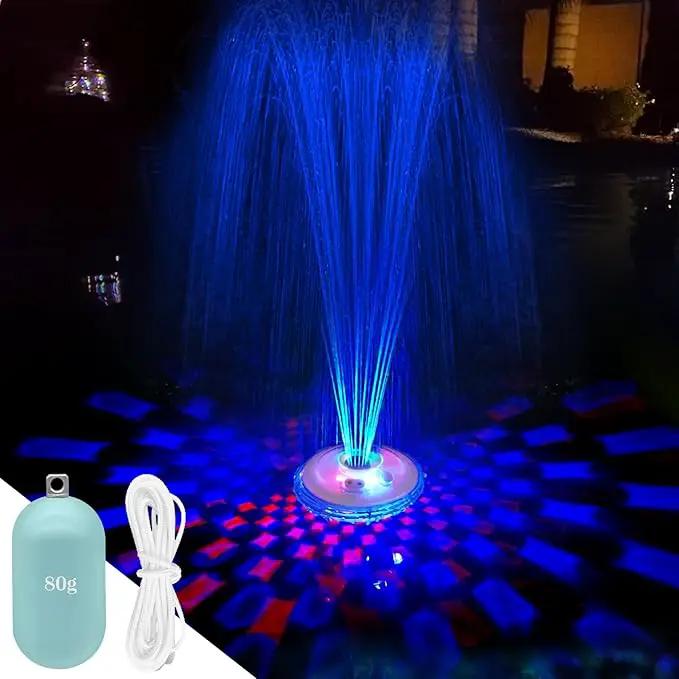 Floating Pool Fountain with Underwater Light Show,Pool Water Fountain Rechargeable Battery Powered,2 Spray Modes Pool Fountain Pump for Inground Above Ground Pools-1PC by GreenHaven Gardens