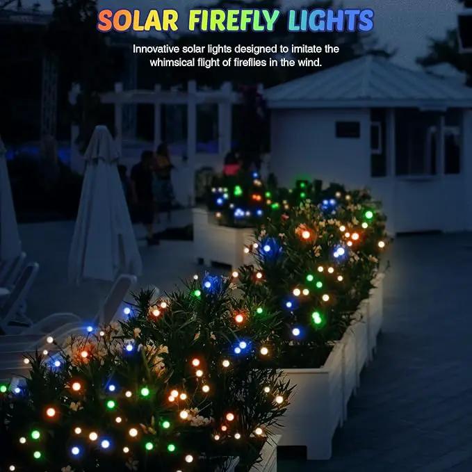 Solar Firefly Lights 2 Pack 16 LED Lights 2 Lighting Modes for Garden,Patio and Yard Solar-Powered LED Lights (Multi-Colored, 2) by GreenHaven Gardens