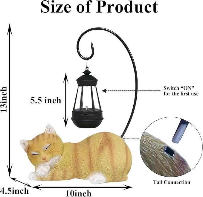 Cat Solar Garden Decor Outdoor Statues, Cat Figurine Decoration with Solar Lights Lantern, Garden Outdooe Cat Statue Decor Art for Patio, Lawn, Yard, Unique Housewarming Gift for Cat Lover and Mom by GreenHaven Gardens