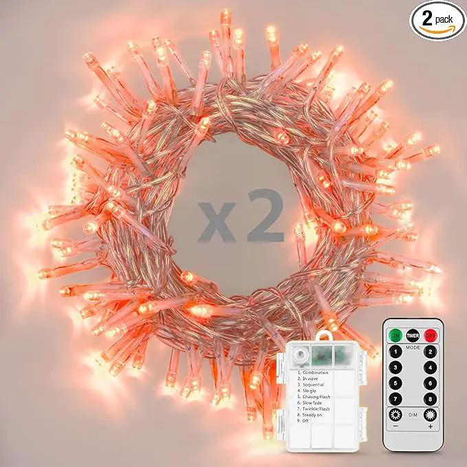 Battery Operated String Lights, 2 Pack With Remote Timer - 8 Modes Waterproof Lights for Bedroom, Garden, Party, Xmas Tree Indoor Outdoor Decorations (Orange, 36) by GreenHaven Gardens