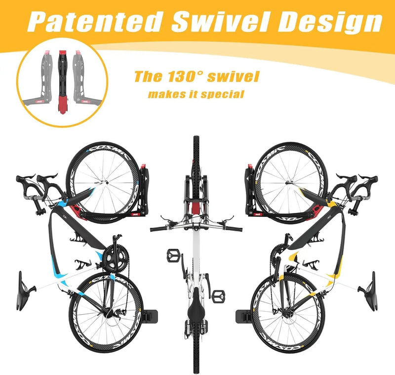 TORACK BIKEPAL No Lift Swivel Bike Rack, Space Saving Vertical Wall Mount Bike Holder for Garage Storage (1 Pack) by GreenHaven Gardens