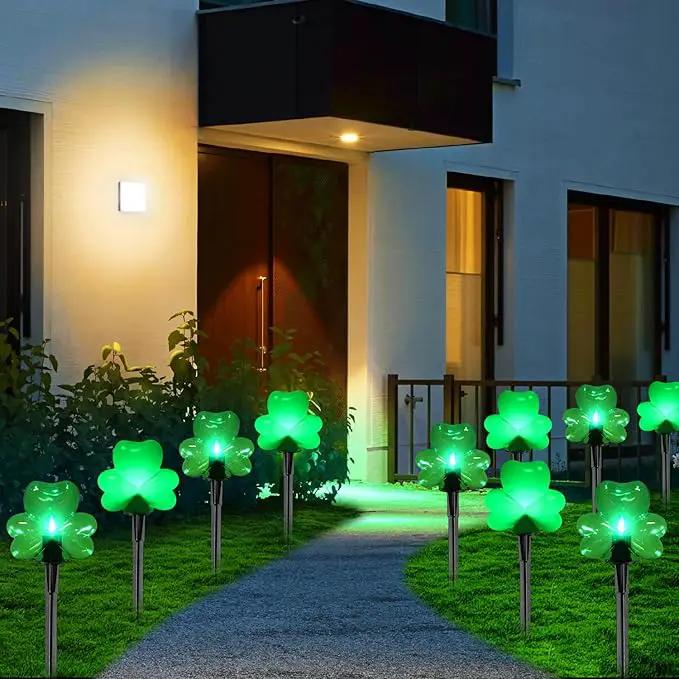 2*4 Pack LED St. Patricks Shamrock Pathway Lights for St. Patricks Day Decorations, Green Lucky Clover Pathway Stake Lights Outdoor Waterproof, UL Certified for Lawn Yard Walkway Irish Decor, Plug In by GreenHaven Gardens