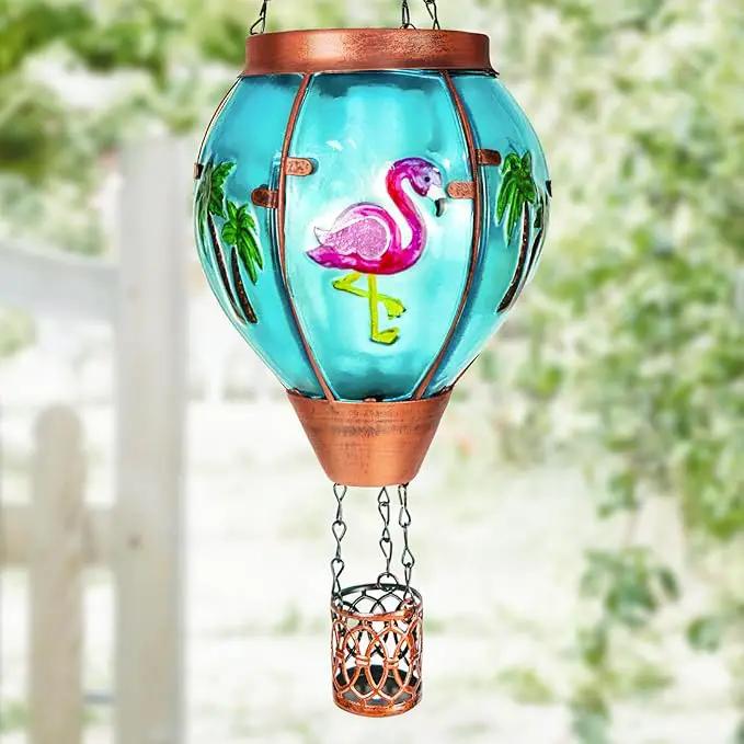 Flamingo Solar Hot Air Balloon Lantern, Outdoor Decor with Flame Lights Waterproof, Hanging Lights for Garden Yard Lawn Patio, Unique Gifts for Women Mom Grandma Gardener for Mother'Day by GreenHaven Gardens