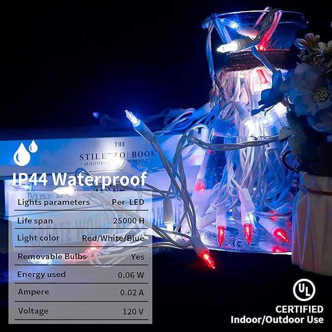 Red White and Blue LED Christmas Lights - 35 Count 4th of July String Lights for Small Tree, Crafts, Independence Day Patriotic Decorations, 11 Feet White Wire, UL Certified, Connectable by GreenHaven Gardens