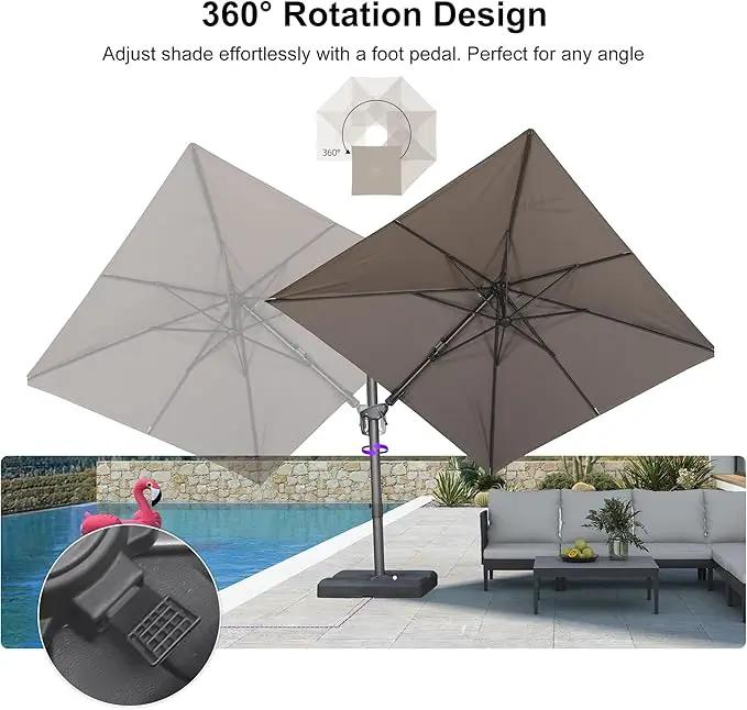 PURPLE LEAF 8' X 10' Left-right Tilting Outdoor Patio Umbrella Swivel Offset Cantilever Heavy Duty Rectangle Aluminu Umbrella with UV Resistant for Deck Pool Patio Backyard, Ash Mocha by GreenHaven Gardens