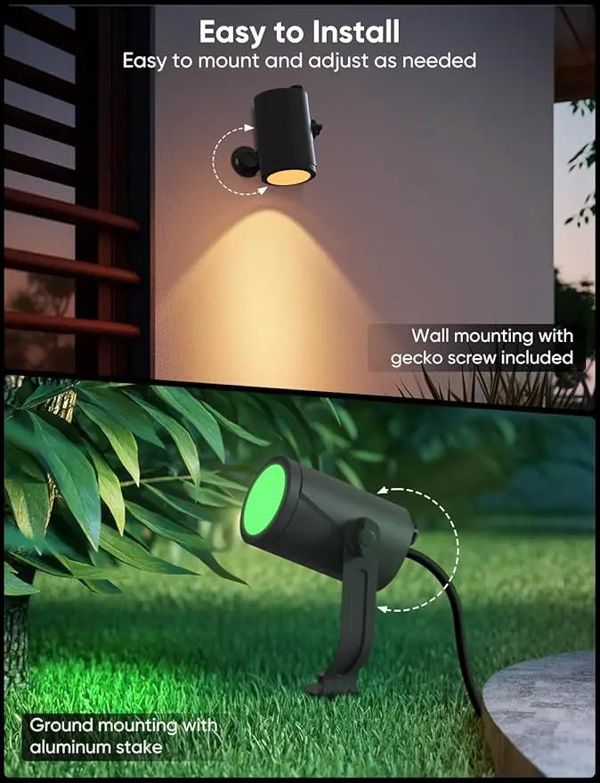 Smart Landscape Lighting Kit 36W, RGBCW Smart Landscape Lights 6 Pack, IP65 Waterproof Outdoor Spotlights, Alexa/Google Assistant Compatible, for Garden Pathway Yard Holiday Decor by GreenHaven Gardens