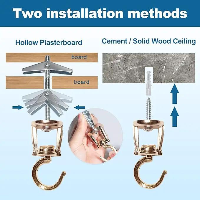 Ceiling Hooks for Hanging Plants (6 PCS Gold),Heavy Duty Metal Plant Hooks, Screw in Hooks for Hanging Birdfeeders, Lamps, Planters, Outdoor Decorative Hooks up to 33 lbs by GreenHaven Gardens