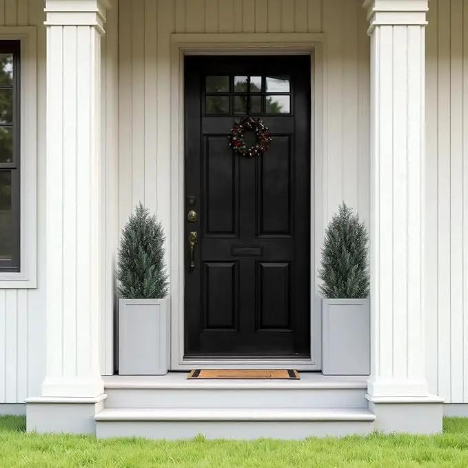 THE BLOOM TIMES 3ft Topiary Trees Artificial Outdoor 2 Pack – UV Resistant Faux Cedar Pine Cypress Bushes and Shrubs, Fake Potted Plants for Front Porch Outside Planter Patio Decor, Set of 2 (3 Foot) by GreenHaven Gardens