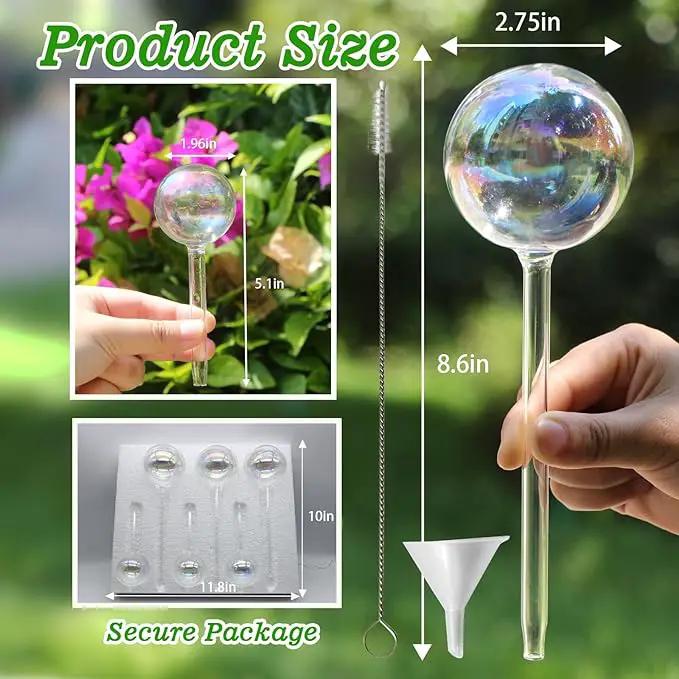 Plant Watering Globes, 6PCS Iridescent Rainbow Gradient Color Clear Glass Bulbs Self Watering Spikes Planter Insert, Automatic Plant Waterer Bulbs Devices for Various Plants by GreenHaven Gardens