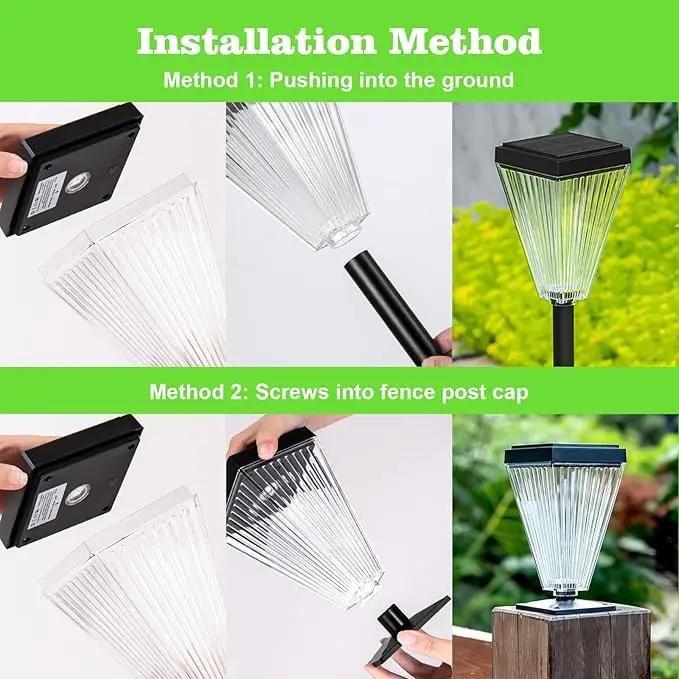 Outdoor Solar Post Caps Lights-4 Pack Waterproof Solar Fence Post Solar Powered Deck Post Lights,High Brightness Warm White Led Post Lights fits 4x4, 5x5,6x6 Wooden Post by GreenHaven Gardens