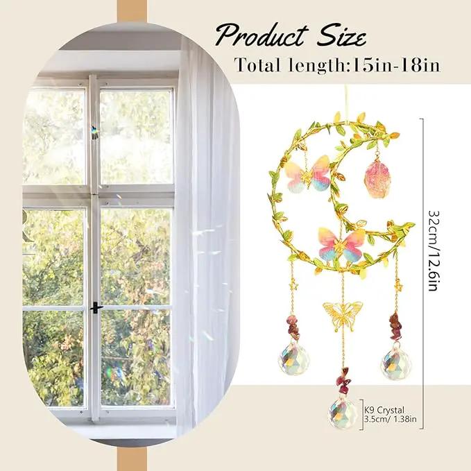 Butterfly Suncatcher - Amethyst Moon Crystal Sun Catcher Window Hanging, Good Luck Charms Gifts for Women Chrismas Thanksgiving Birthday Crystal by GreenHaven Gardens