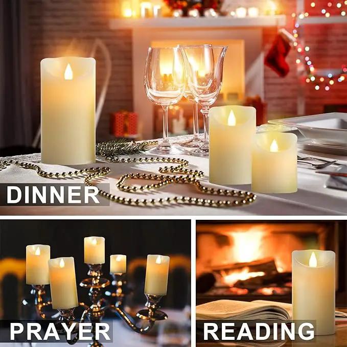 Tappovaly Flameless Flickering Battery Operated Candles 3pack Real Wax Pillar LED Candles with 10-Key Remote Control and 24 Hours Timer for Wedding, Party, Home Decoration (Ivory) by GreenHaven Gardens