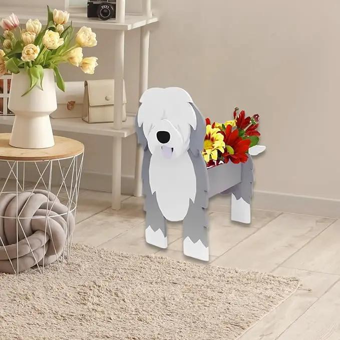 English Shepherd Dog Planter Plant Pots,Cute Garden Dog Flower Planter,Dog Planters Birthday Gifts for Women,Office,Indoor/Outdoor Decor（9.45 * 6.38 * 13.39in） by GreenHaven Gardens
