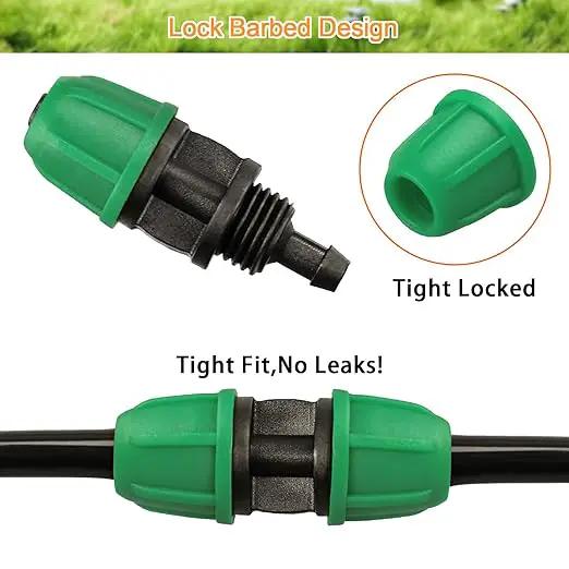 Drip Irrigation Fittings Kit for 1/4" Tubing, 65 Pcs Drip Line Lock Barbed Connectors for Drip Systems - 18 Couplings, 15 Tees, 12 End Caps,1 0 Elbows, 5 Cross Connectors, 5 Misters Nozzles by GreenHaven Gardens