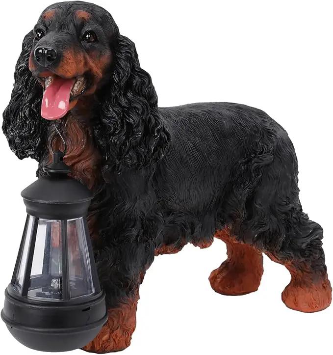 Afirst Solar Dog Statue Garden Decor- Outdoor Decor with Solar Lantern Lovely American Cocker Spaniel Figurine Patio Lawn Yard Art Ornaments Housewarming Gift by GreenHaven Gardens