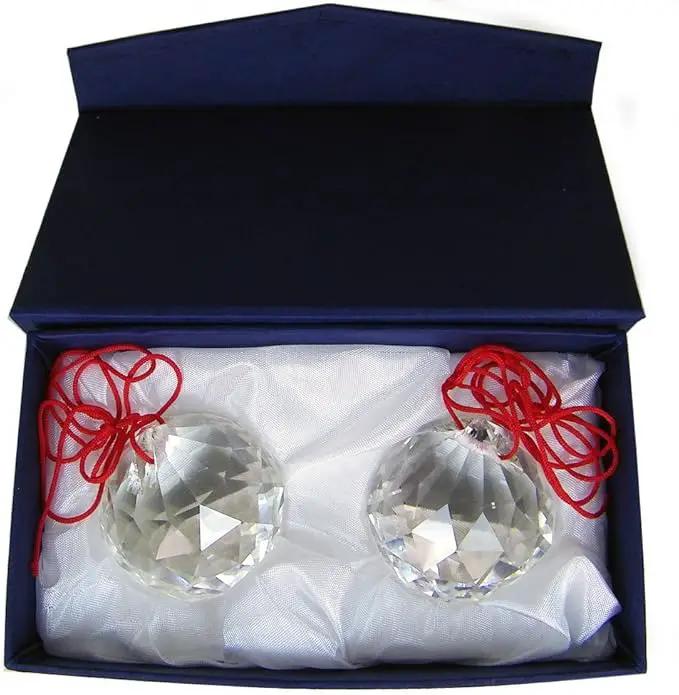 Amlong Crystal 40mm Clear Suncatcher Crystal Ball Prisms Feng Shui with Gift Box, Set of 2 by GreenHaven Gardens