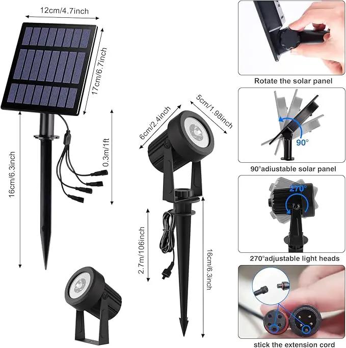 T-SUNUS Solar Garden Spotlight White Outdoor, 4-in-1 Solar Spot Lights 6000K IP65 Waterproof 9.8ft Cable, 5W Separated Solar Panel, Auto On/Off for Tree Patio Yard Driveway Pathway Pool Area by GreenHaven Gardens