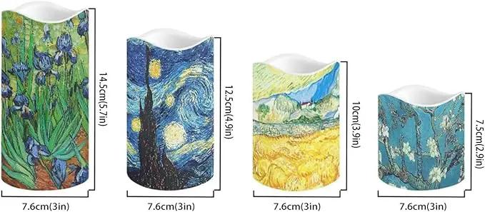 Ystardream Oil Painting Flameless Candles Plastic Moving Flickering LED Candles with Remote Color Changing & Timer,4 Packs