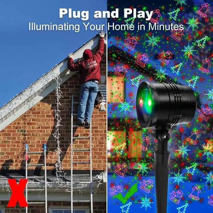 Christmas Laser Lights Outdoors Decoration Projector Light Waterproof LED Star Show for Xmas Decor House Home Yard Garden Patio Wall Indoor, Red and Green with Wireless Remote by GreenHaven Gardens