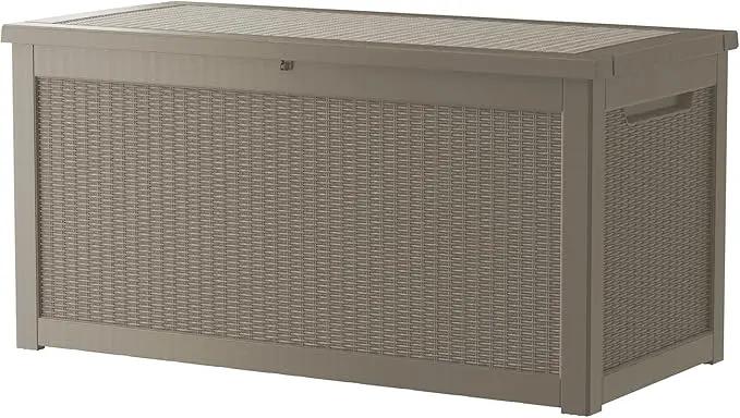 320 Gallon Outdoor Storage Box Waterproof Lockable Resin Deck Box Large, Patio Storage Bin for Pool Accessories Cushion Furniture, Garden Tools, UV-Resistant Outside Delivery Grey by GreenHaven Gardens