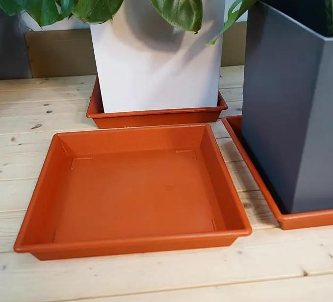 Square Plant Saucer 20 Inch 2 Pack, Large Plant Trays for Pots Heavy Duty Plastic Plant Saucers for Indoors Outdoors, Flower Pot No Holes Terracotta Plant Lover Gardening Gifts by GreenHaven Gardens
