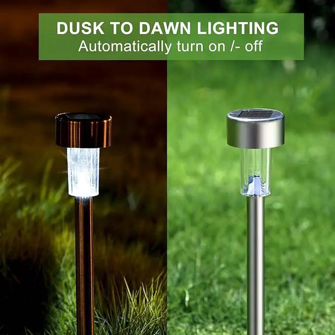 Solar Lights Outdoor Waterproof, Stainless Steel LED Landscape Lighting Outdoor Solar Lights for Outside Solar Garden Lights for Pathway, Walkway, Patio, Yard, Lawn - 12 Pack ( Cold White ) by GreenHaven Gardens
