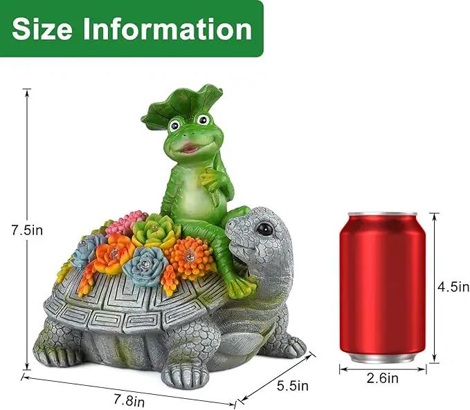 ILLUMINEW Solar Garden Outdoor Statues Turtle& Frog with Succulent and 8 LED Lights, Turtle Carrying Lotus Leaf Frog Figurines, Lawn Decorations for Patio Yard Gifts for Mom Grandma Housewarming by GreenHaven Gardens