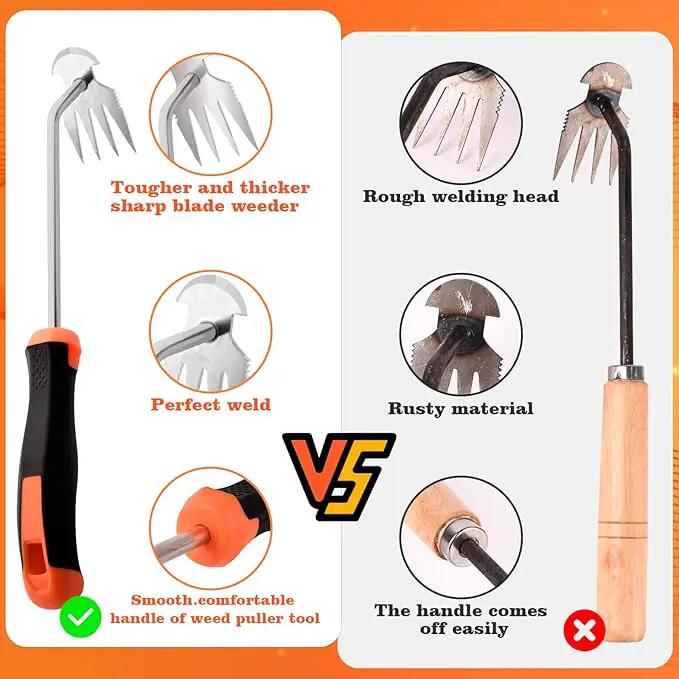Weed Removal Tool，Portable Garden Weeder Tool，2024 New Manganese Steel Weed Puller Tool with Rubber Handle for Vegetable Gardening Garden Yard Farm Farm Planting & Uprooting Weeding Tool by GreenHaven Gardens